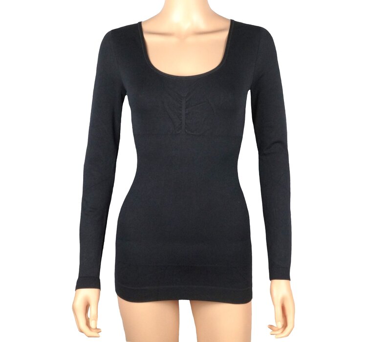 Dames lichtcorrigerend hemd 6355 van J&C met lange mouw Zwart