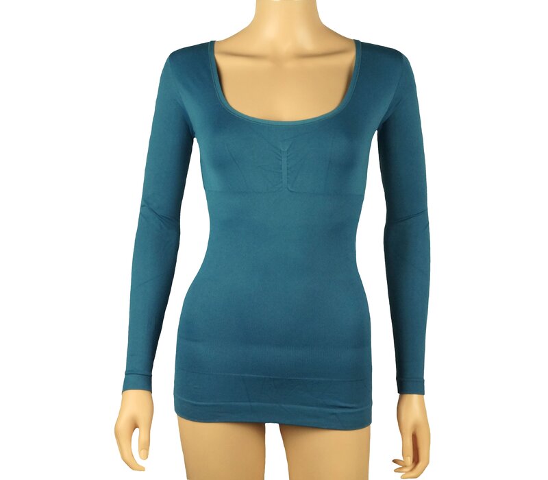 Dames lichtcorrigerend hemd 6355 van J&C met lange mouw Petrol