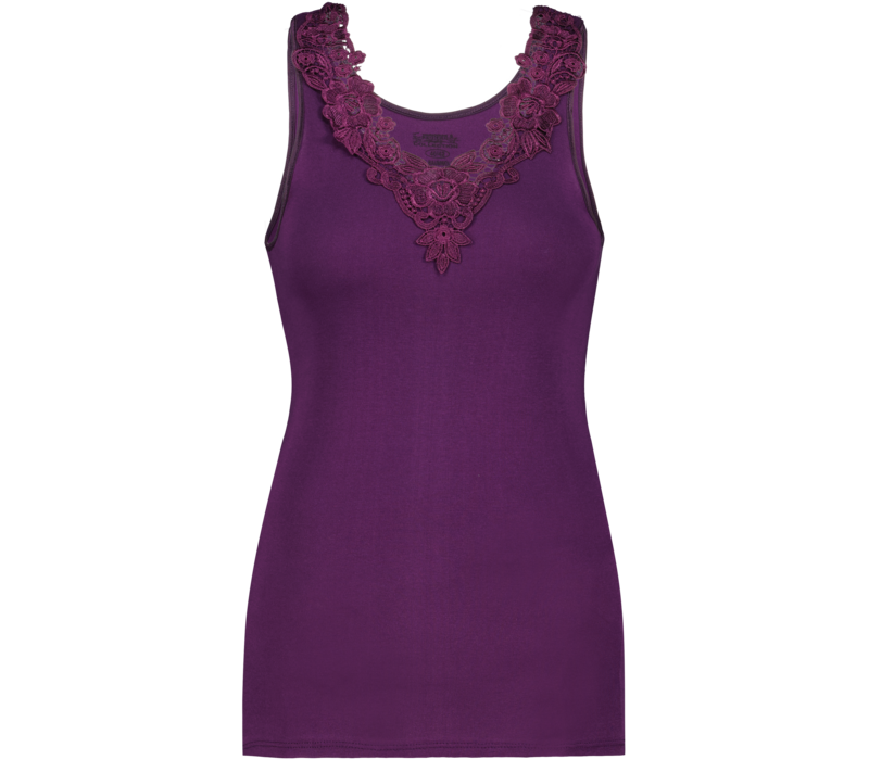 Dames Toker hemd met kant en brede bandjes