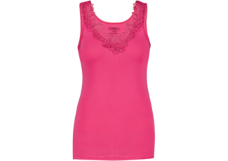 Dames Toker hemd met kant en brede bandjes Fuchsia