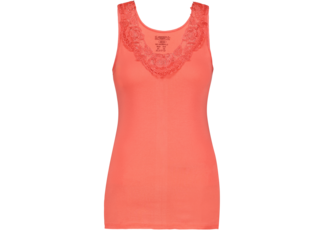 Dames Toker hemd met kant en brede bandjes Mandarijn