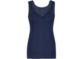 Dames Toker hemd met kant en brede bandjes Marine