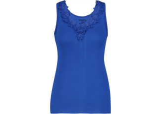 Dames Toker hemd met kant en brede bandjes Kobalt