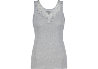 Dames Toker hemd met kant en brede bandjes Grijs