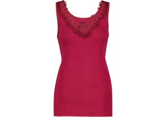 Dames Toker hemd met kant en brede bandjes Bordeaux