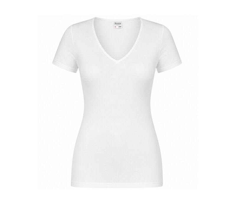 5-PACK DAMES T-SHIRT MET V-HALS EN KORTE MOUW M3000 WIT