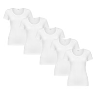 5-PACK DAMES T-SHIRT MET O-HALS EN KORTE MOUW M3000 WIT