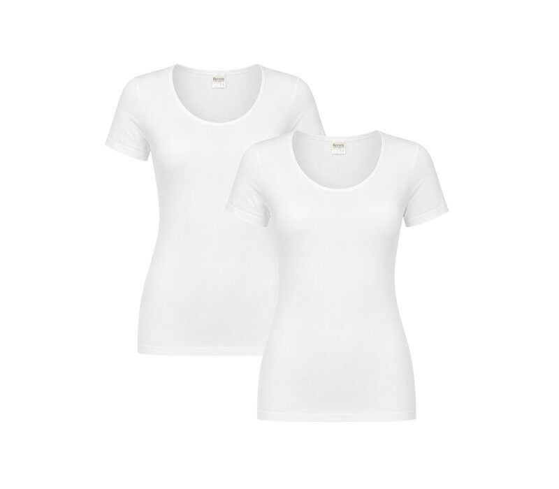 2-PACK DAMES T-SHIRT MET O-HALS EN KORTE MOUW M3000 WIT
