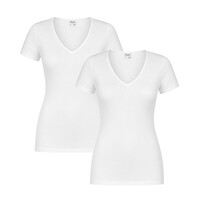 2-PACK DAMES T-SHIRT MET V-HALS EN KORTE MOUW M3000 WIT