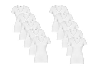 Beeren Ondergoed 10-PACK DAMES T-SHIRT MET V-HALS EN KORTE MOUW M3000 WIT
