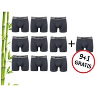 9+1 GRATIS PACK GIONETTIC BAMBOE HEREN BOXERSHORTS ANTRACIET