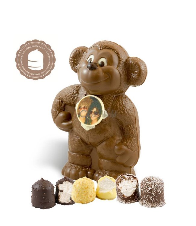 Chocolade Aap met Foto en 2 Zoenen