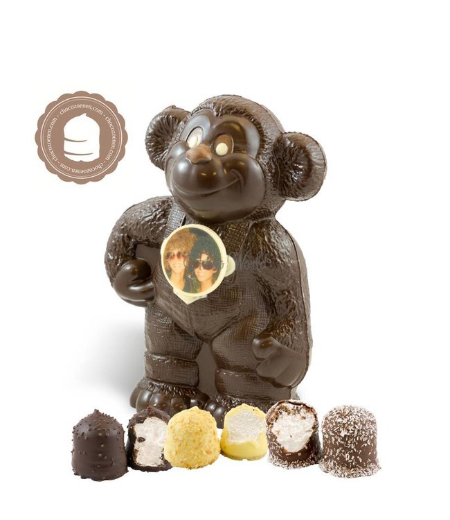 Chocolade Aap met Foto en 2 Zoenen
