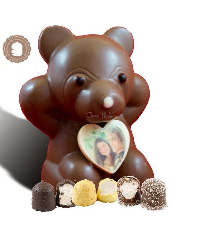 Chocolade Beer met Foto en  2 Zoenen