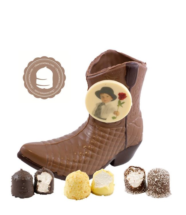 Chocolade Cowboy Laars met Foto en  2 Zoenen