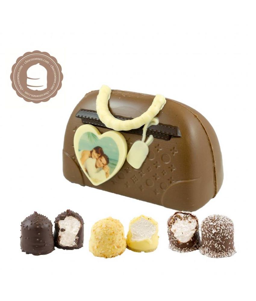 Chocolade Handtas met Foto en  6 Zoenen