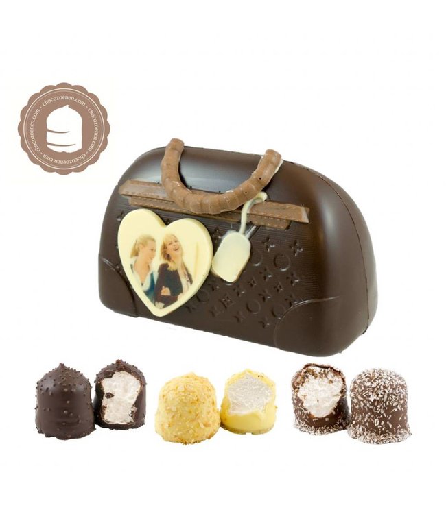 Chocolade Handtas met Foto en  2 Zoenen