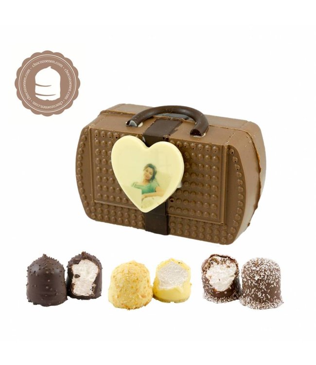 Chocolade Handtasje met Foto en 2 Zoenen