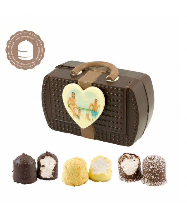 Chocolade Handtasje met Foto en 2 Zoenen