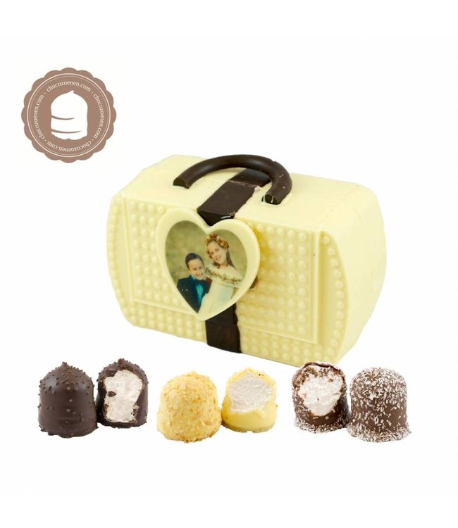Chocolade Handtasje met Foto en 2 Zoenen