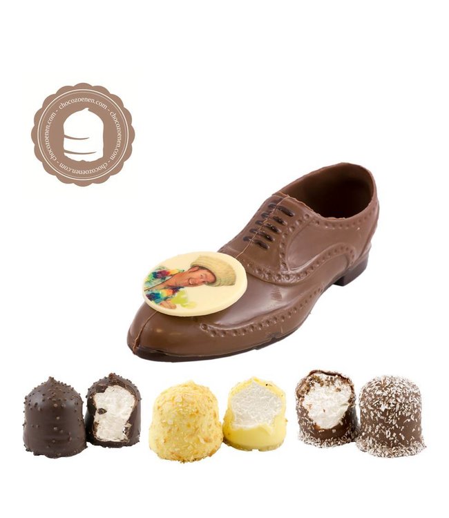 Chocolade Herenschoen met Foto en  2 Zoenen