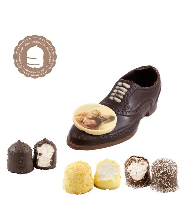 Chocolade Herenschoen met Foto en  2 Zoenen