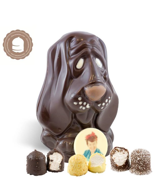 Chocolade Hond met Foto en  2 Zoenen