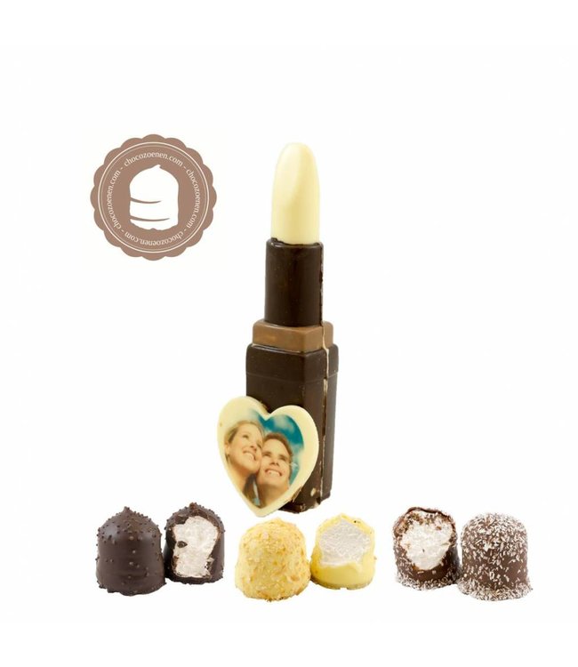 Chocolade Lipstick met Foto en  2 Zoenen
