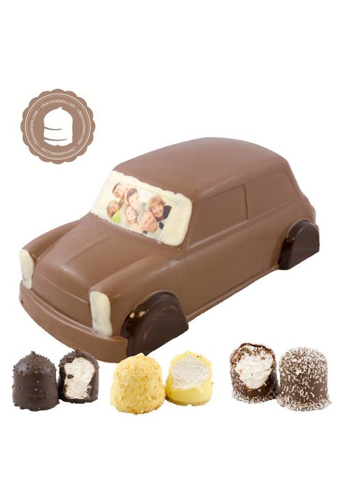 Chocolade Mini Cooper met Foto en  6 Zoenen