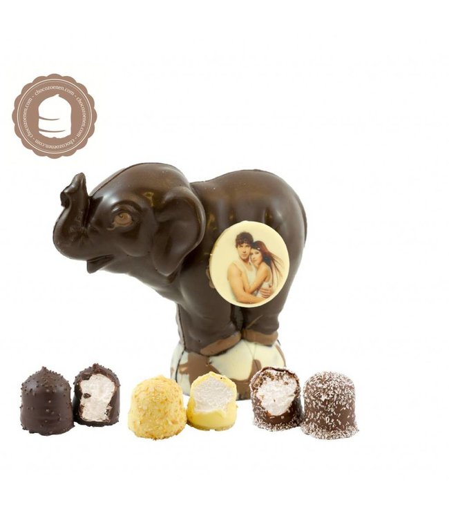 Chocolade Olifant met Foto en  2 Zoenen
