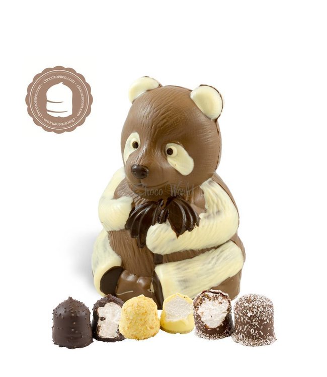 Chocolade Panda Beer met  2 Chocozoenen