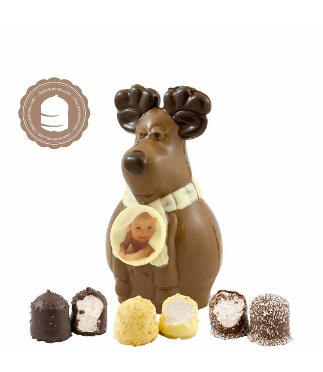 Chocolade Rudolf met Foto en  2 Zoenen