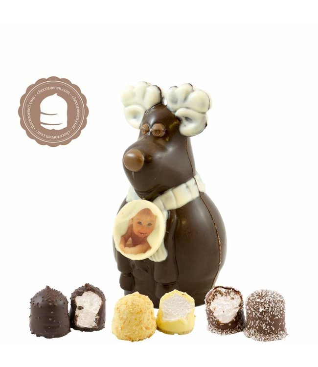 Chocolade Rudolf met Foto en  2 Zoenen