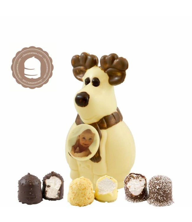Chocolade Rudolf met Foto en  2 Zoenen