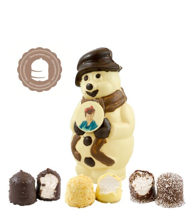 Chocolade Sneeuwman met Foto en  2 Zoenen