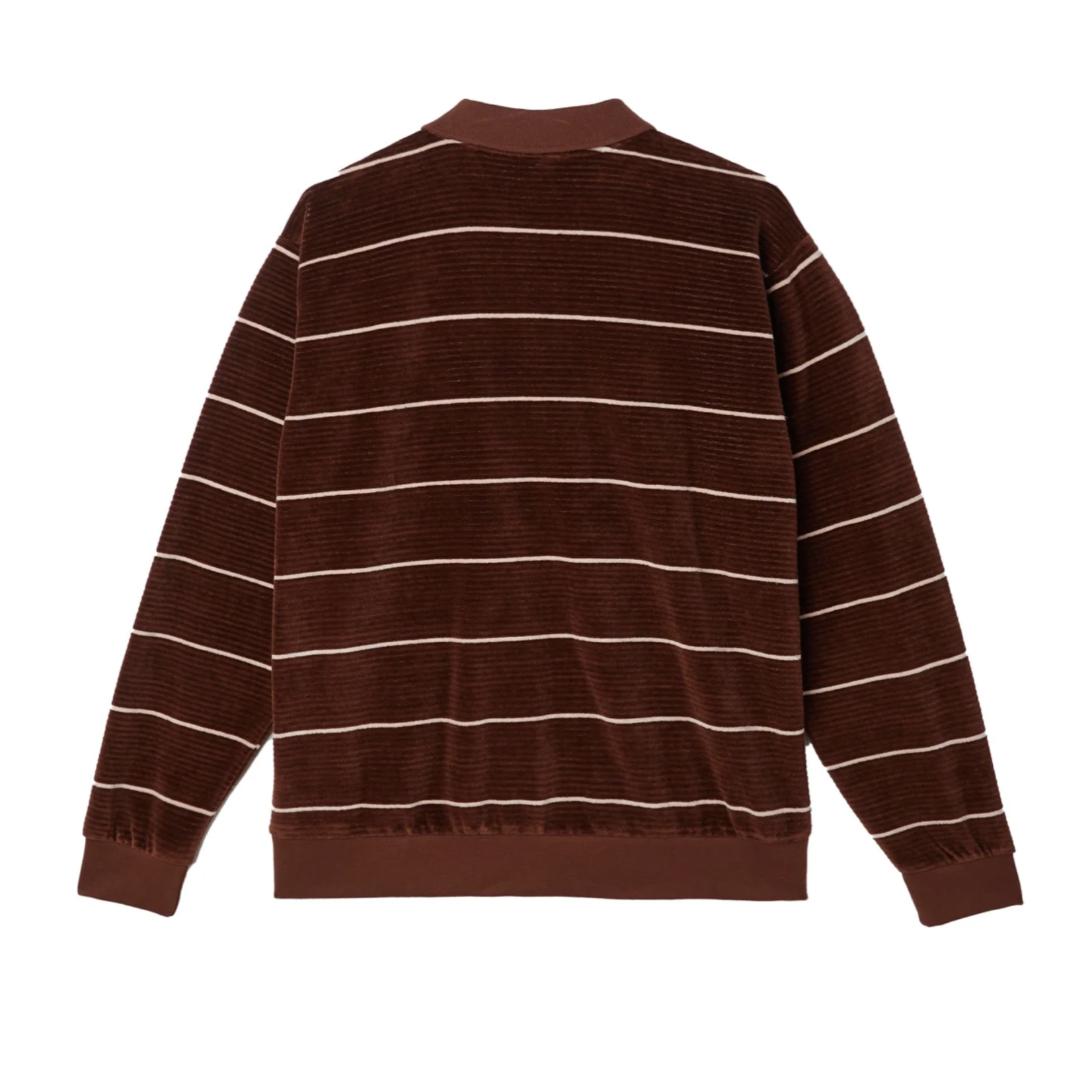 OBEY OBEY ASTORIA VELOUR STRIPE POLO LS