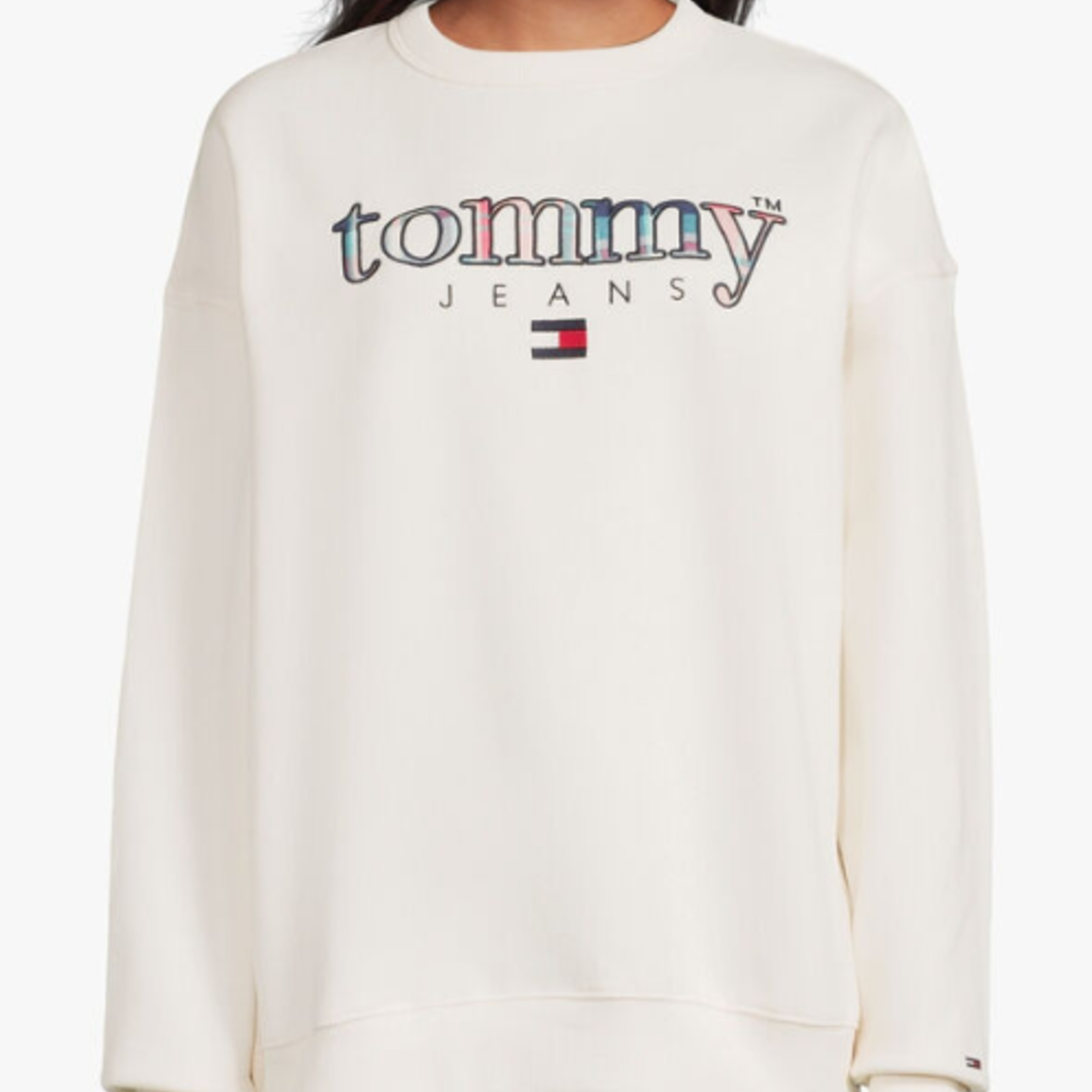 TOMMY JEANS W TJ OVR TARTAN 1 APPLIQUE CREW