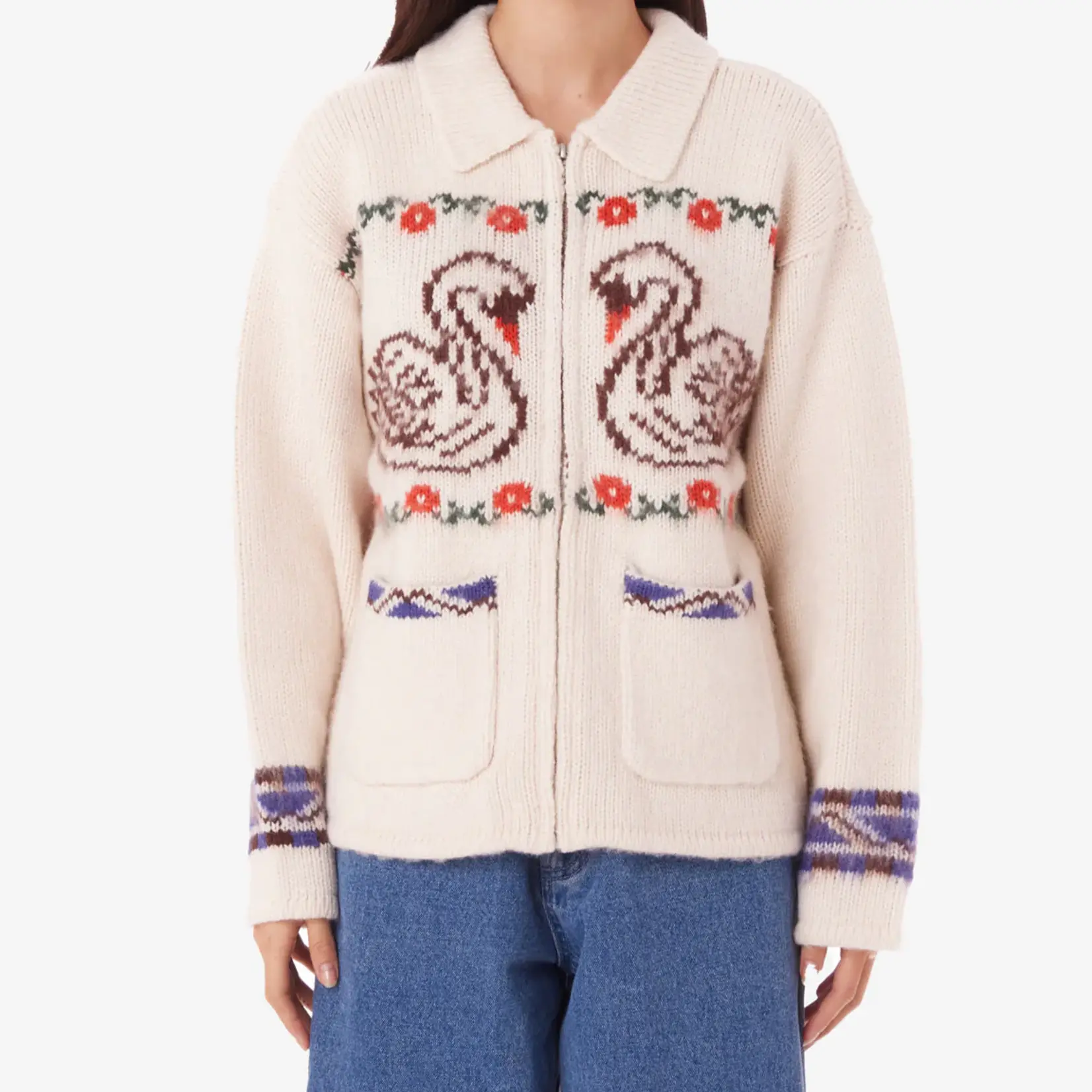 OBEY W OBEY SWANS ZIP SWEATER