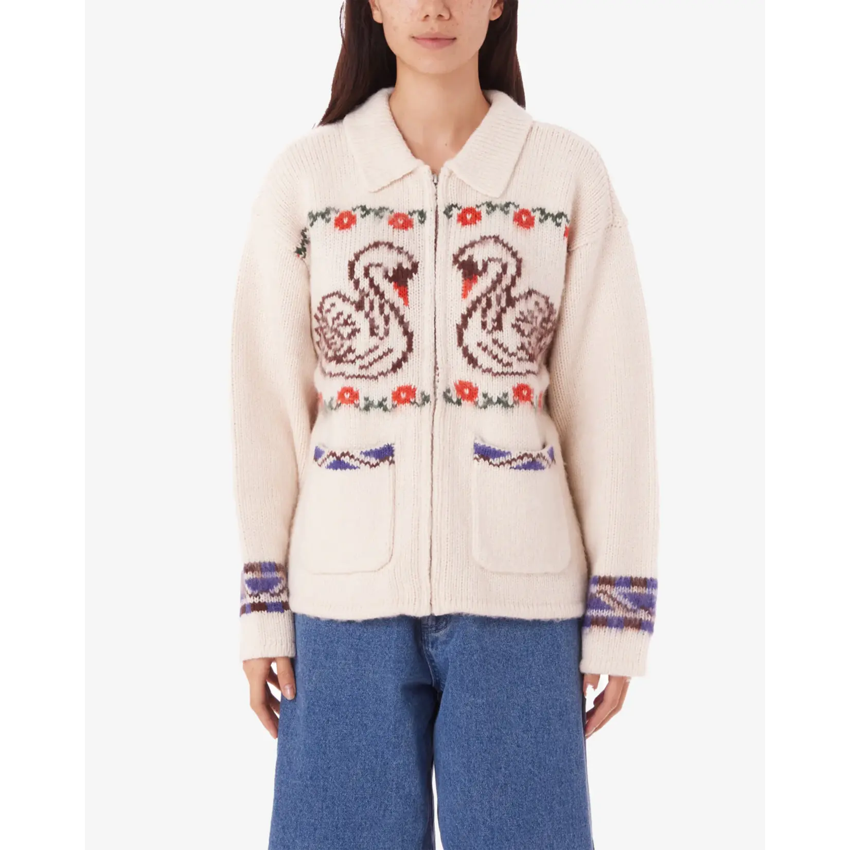 OBEY W OBEY SWANS ZIP SWEATER