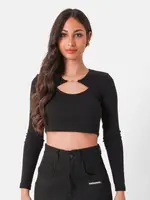 SIXTH JUNE W SIXTH JUNE LS RIBBED CROP TOP JEWEL