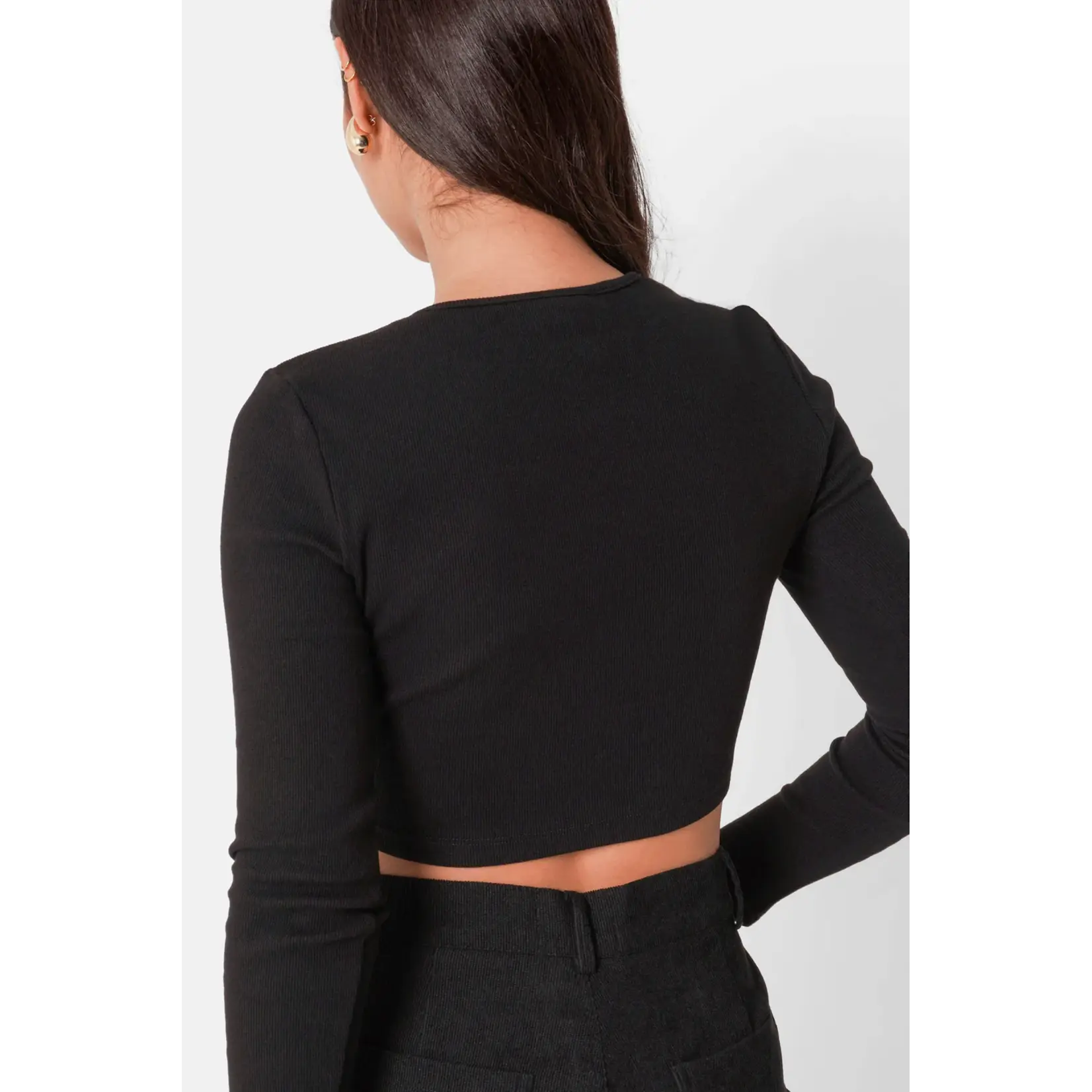 SIXTH JUNE W SIXTH JUNE LS RIBBED CROP TOP JEWEL