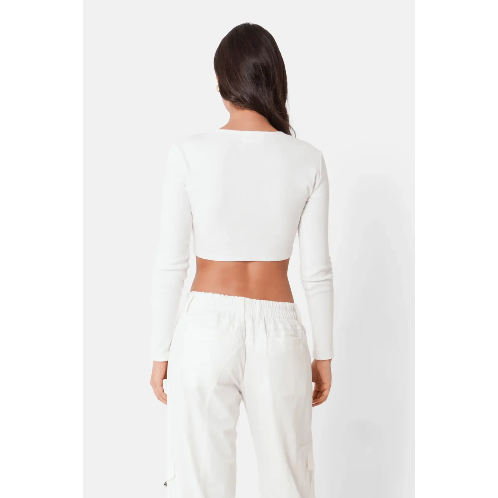 SIXTH JUNE W SIXTH JUNE LS RIBBED CROP TOP JEWEL