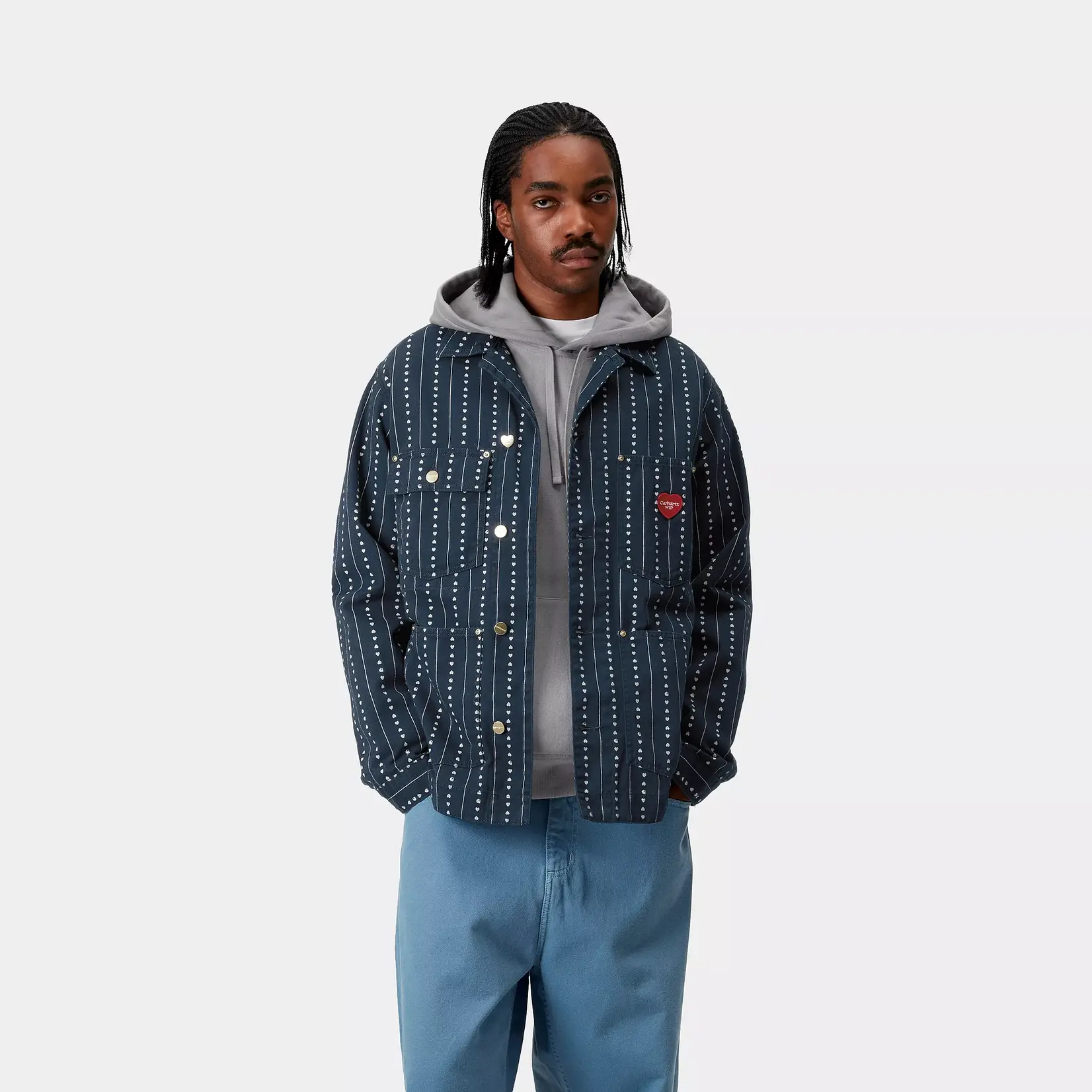 CARHARTT WIP DREWE CHORE COAT HEART C PINSTRIPE
