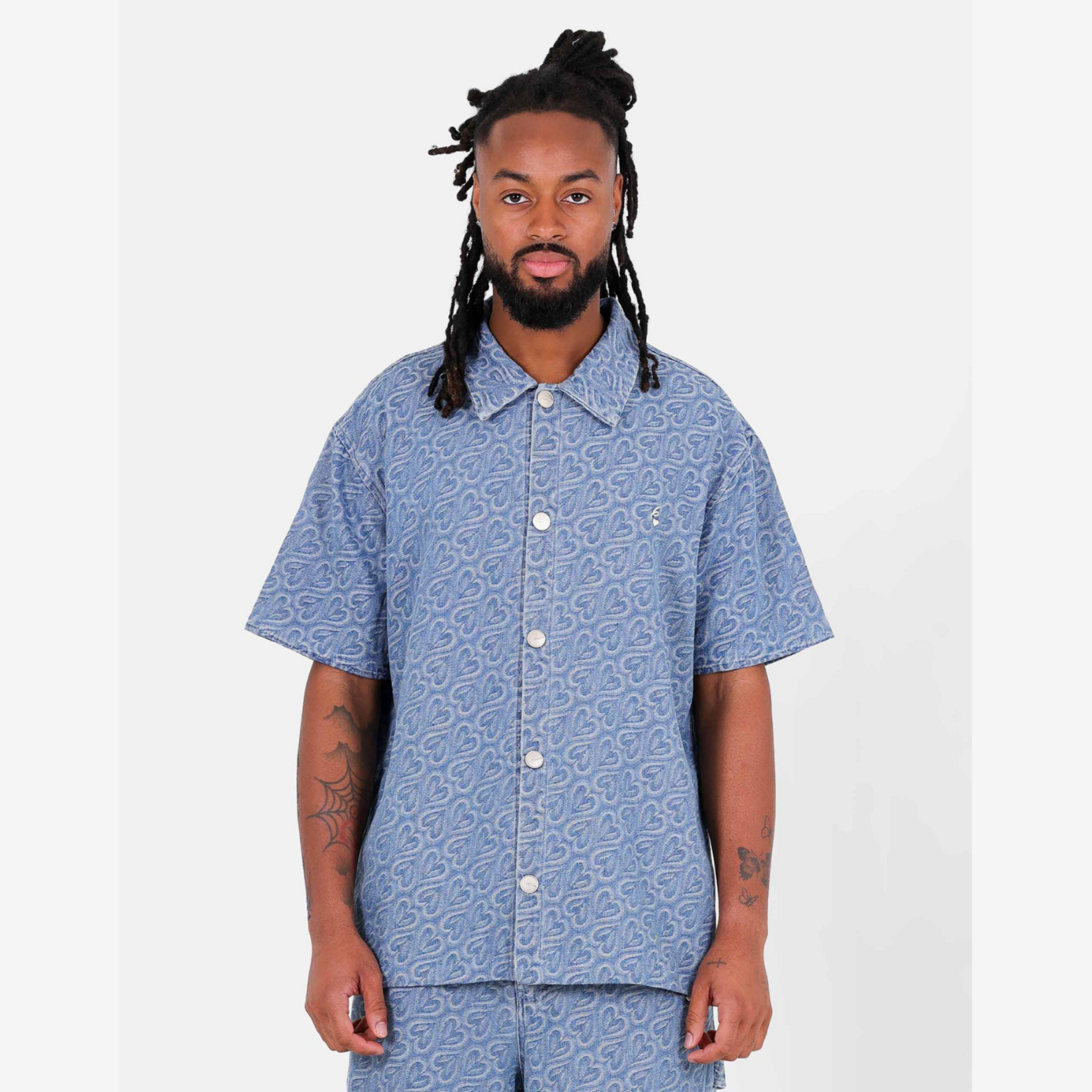 SIXTH JUNE SIXTH JUNE ALL OVER HEART DENIM SS SHIRT