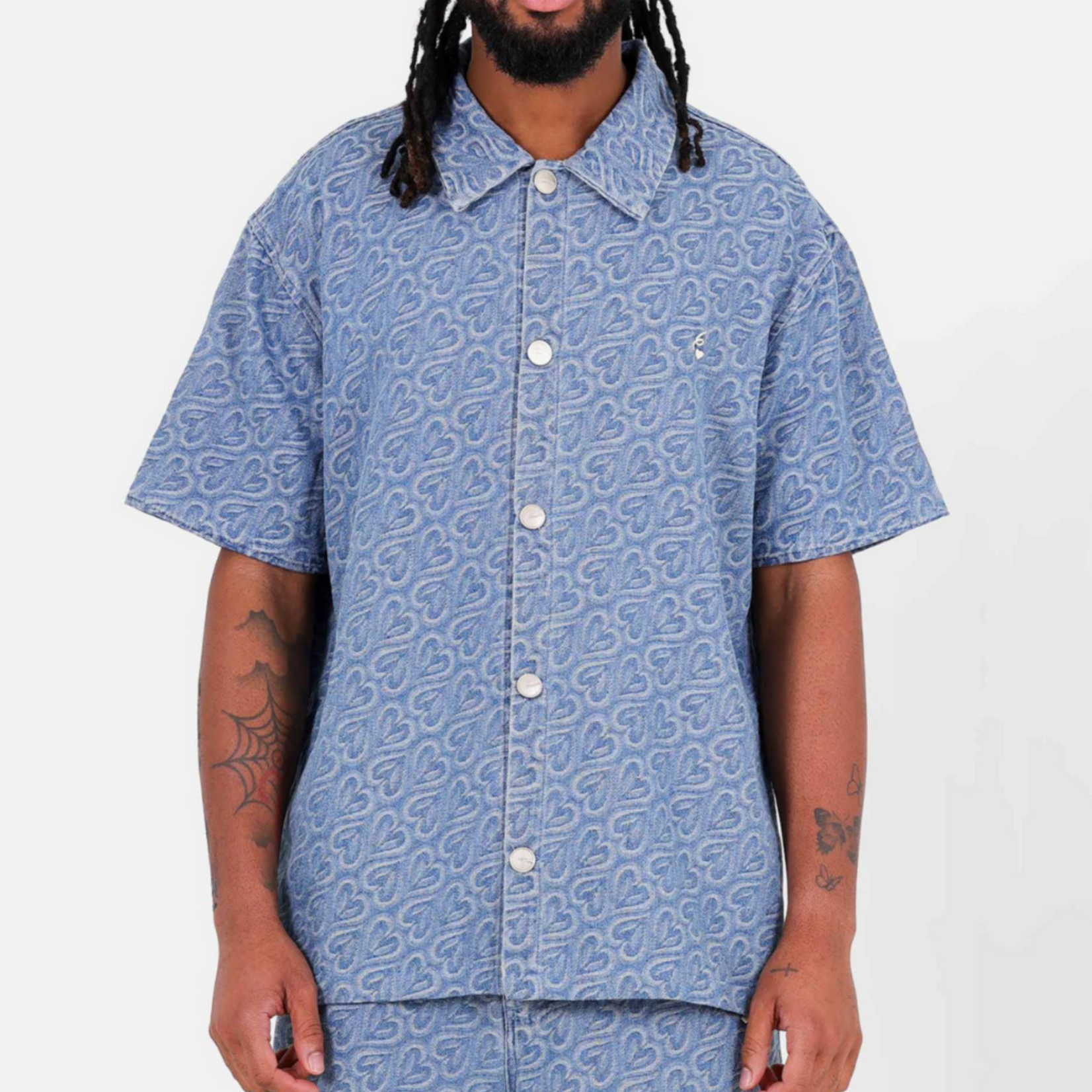 SIXTH JUNE SIXTH JUNE ALL OVER HEART DENIM SS SHIRT