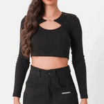 SIXTH JUNE SIXTH JUNE WOMEN LS RIBBED CROP TOP JEWEL
