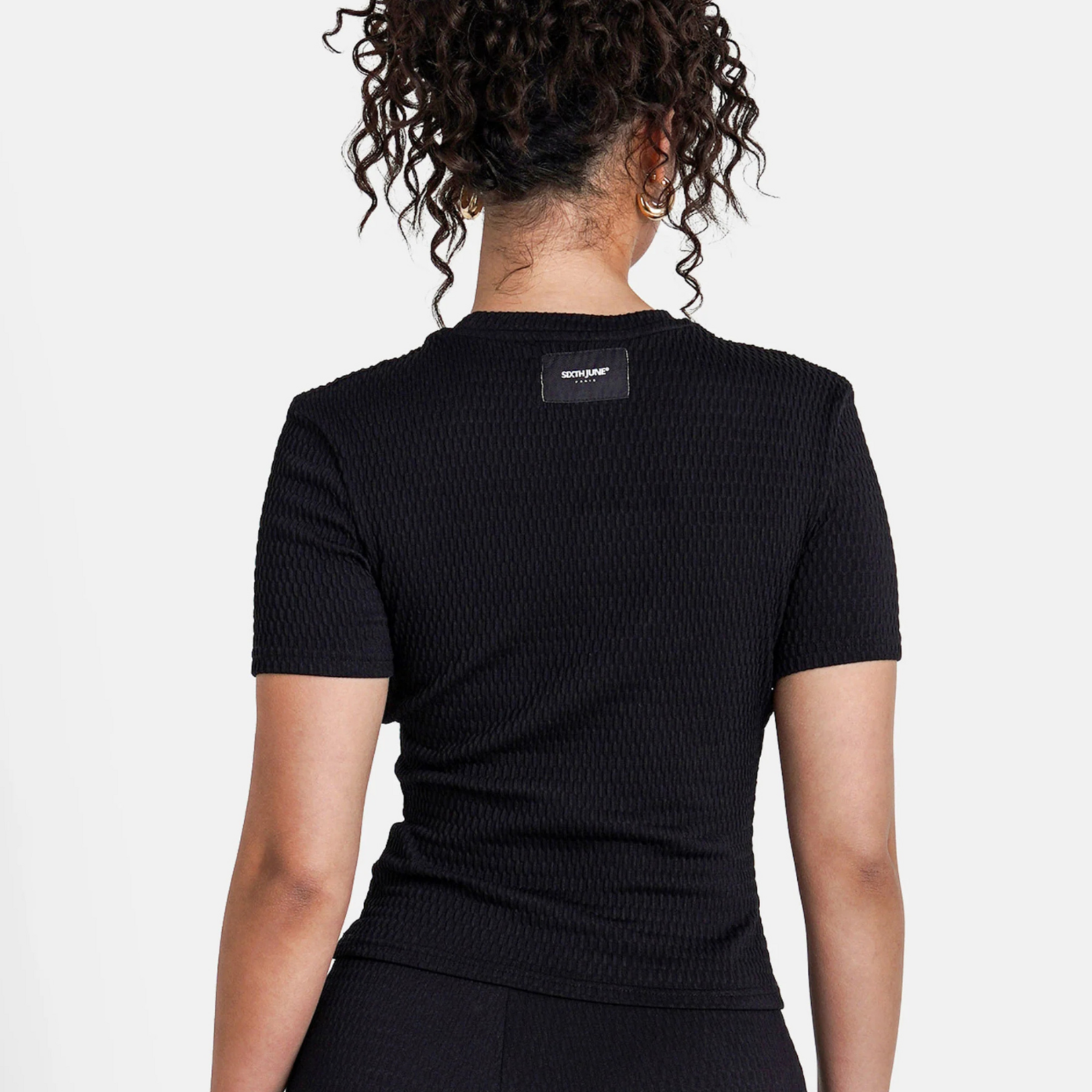 SIXTH JUNE W SIXHT JUNE TEXTURED SS CROP TOP