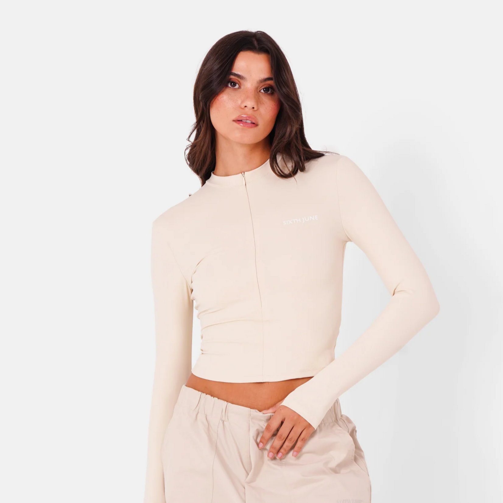SIXTH JUNE W SIXHTJUNE SHEATHING LS CROP TOP