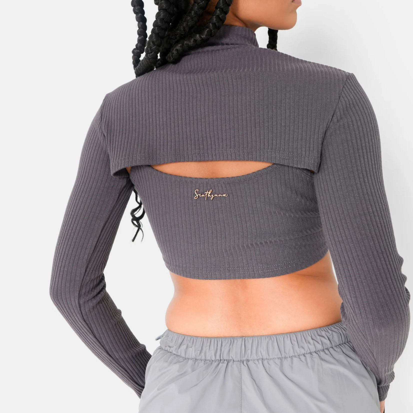 SIXTH JUNE SIXTH JUNE WOMEN  HIGH NECK CUT OUT RIBBED CROP