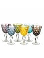 Wine Glasses Blocks Multicolour Set of 6